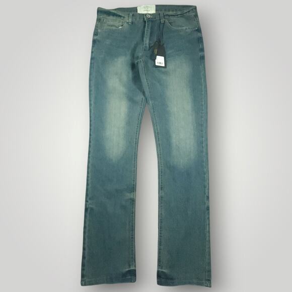 Six Lincoln Jeans Mens 32x32 Baggy Skinny Low Rise Indie Sleaze Mud Dark Wash - Picture 1 of 8